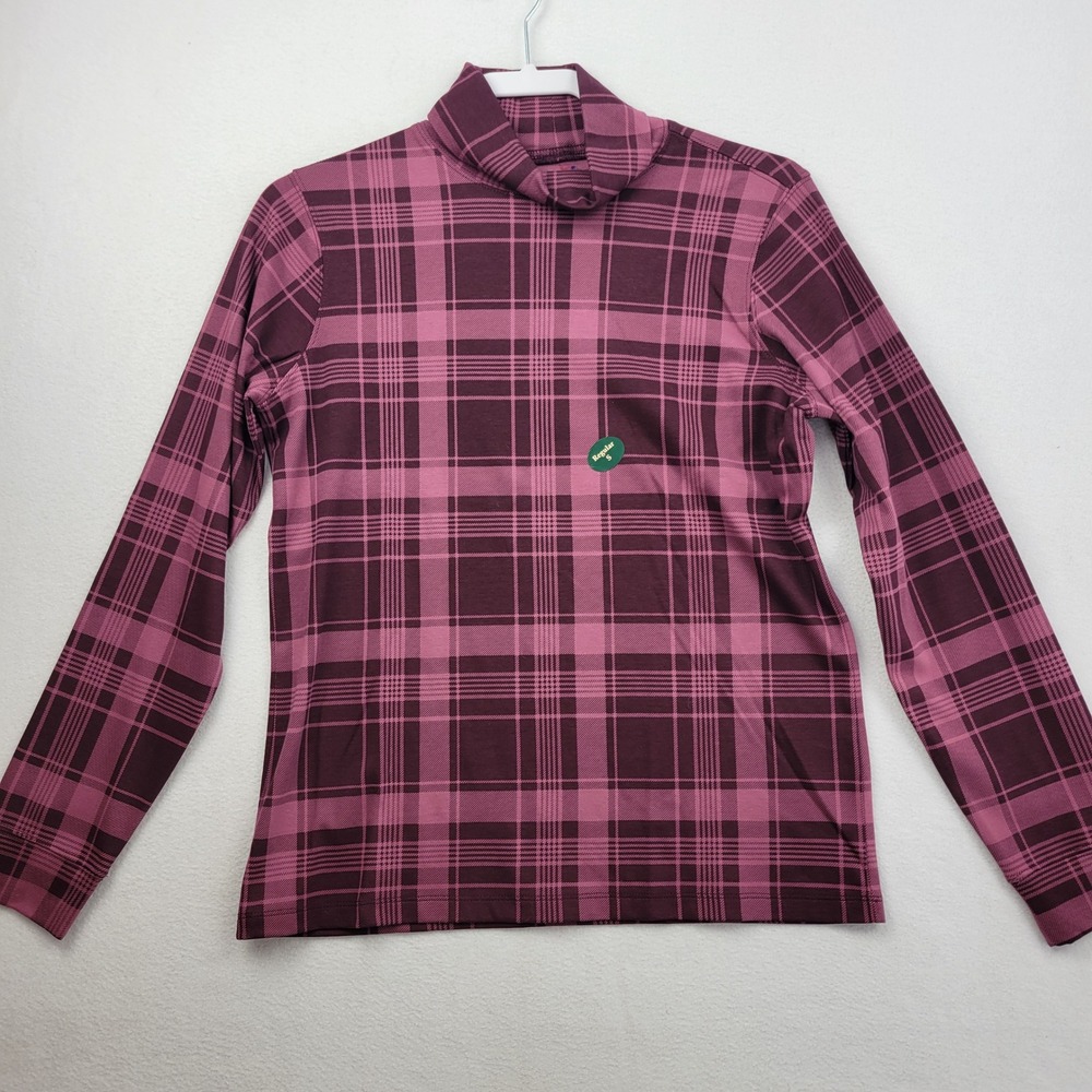 LL Bean Womens Interlock‎ Turtleneck Womens Small Top Plum Pink Plaid 523747 - Picture 2 of 12